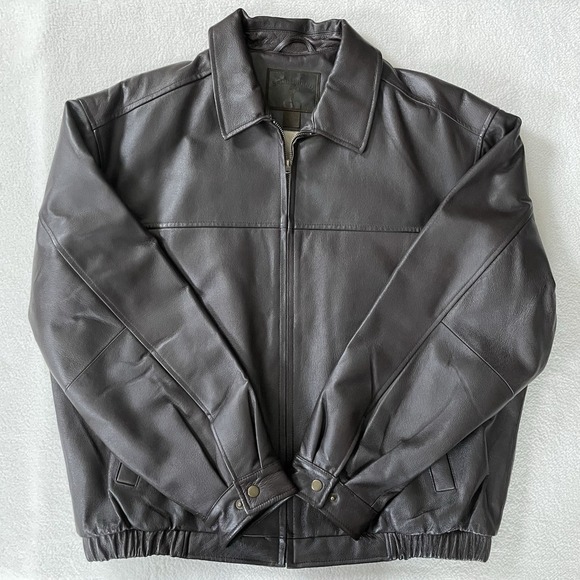 Saddlebred Other - Saddlebred Men's Brown Leather Jacket Vintage XL‎ Quilted Lining Bomber Flight